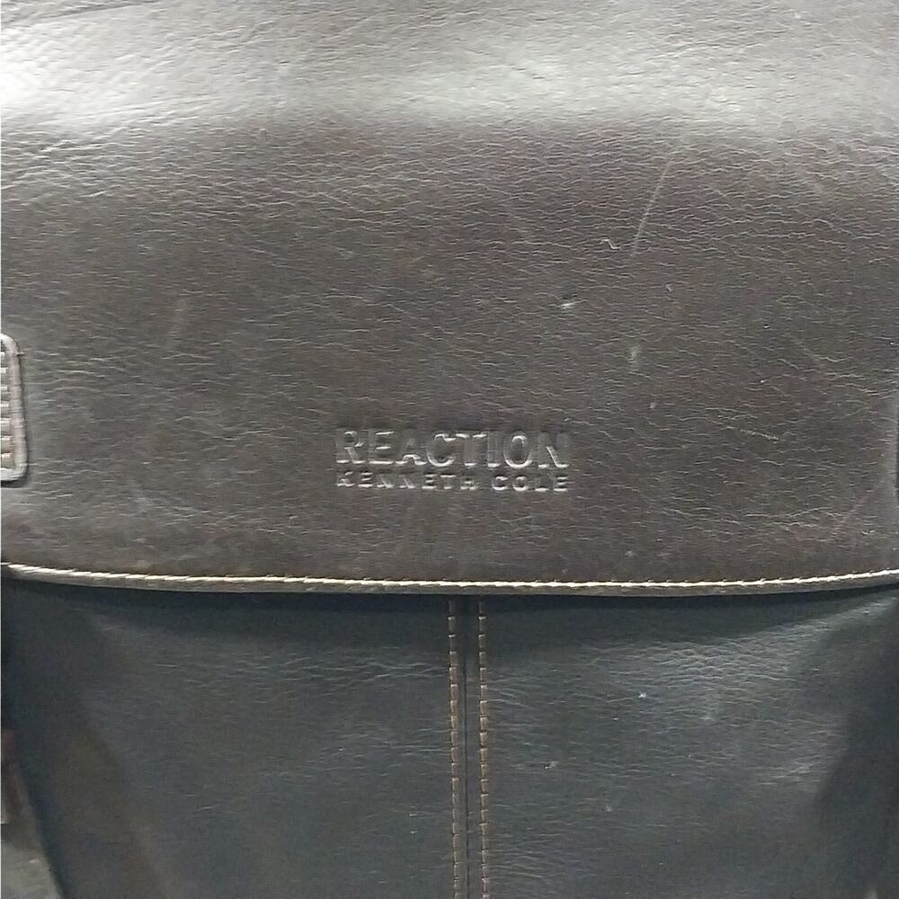 KENNETH COLE REACTION! ESPRESSO BROWN GENUINE LEATHER LAPTOP, BRIEFCASE, BAG! - Picture 4 of 13